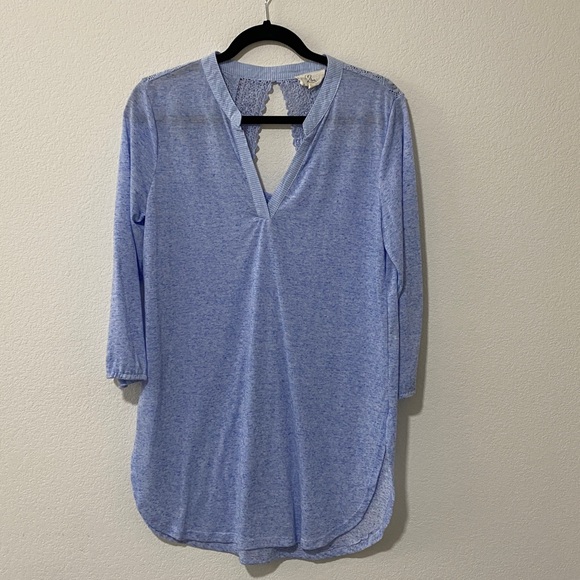 Tops - Women's Light Blue V-Neck Top Tunic Blouse Tee T-shirt